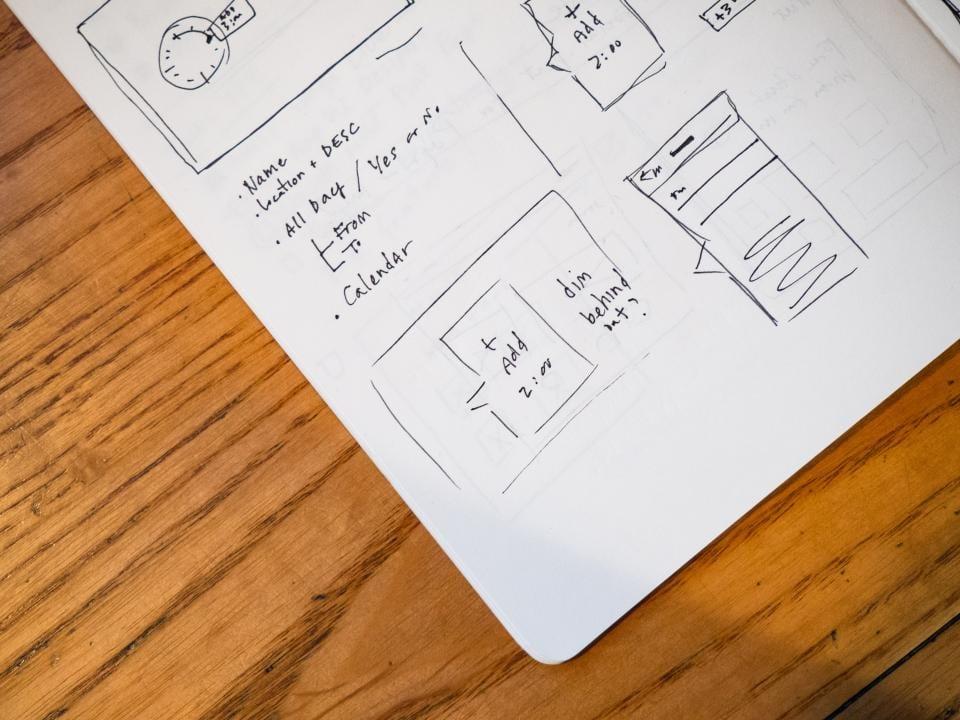 Schetsen voor het ontwerp van een website