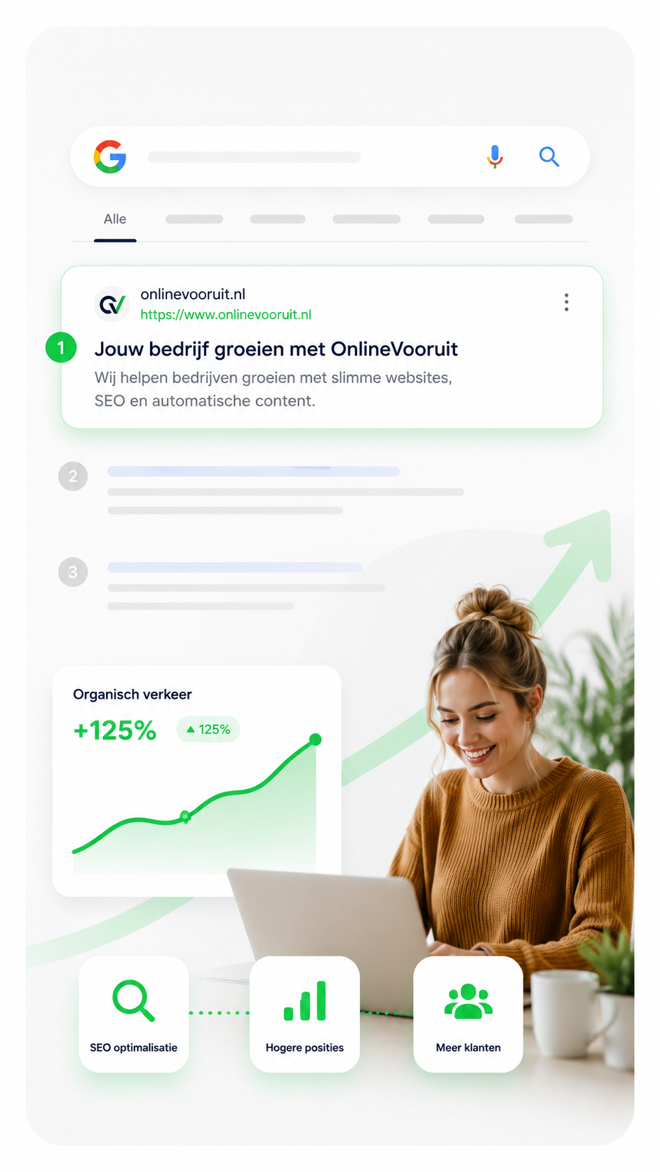 SEO visual met groei in zichtbaarheid